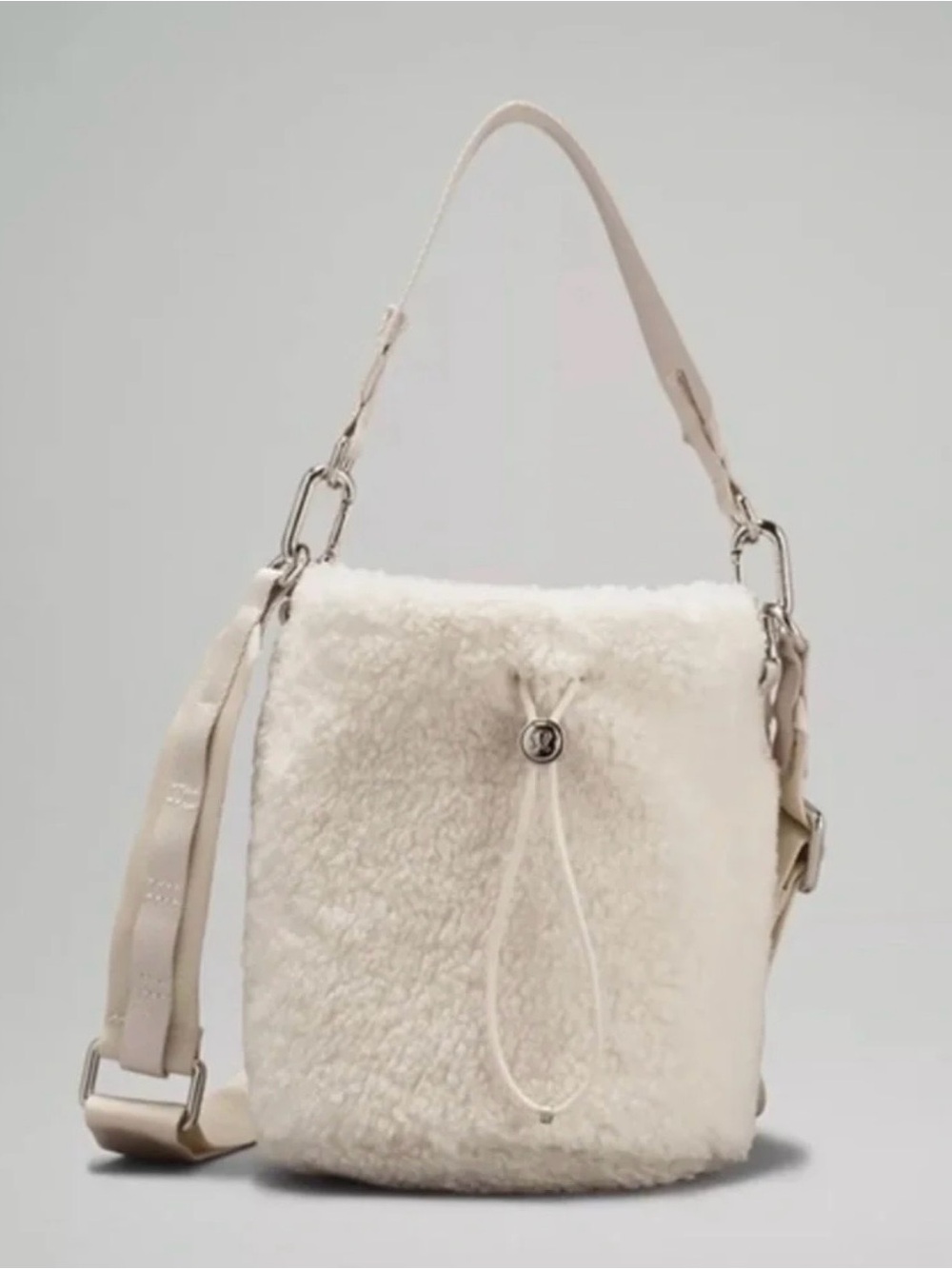 Lululemon Crossbody Fleece Bucket Bag in White Opal